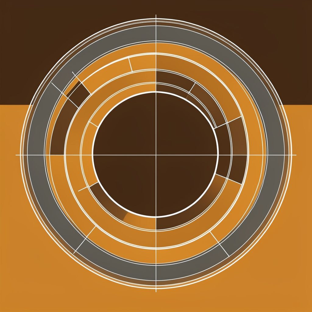 Abstract circular emblem in warm amber and charcoal tones suggesting community and connection